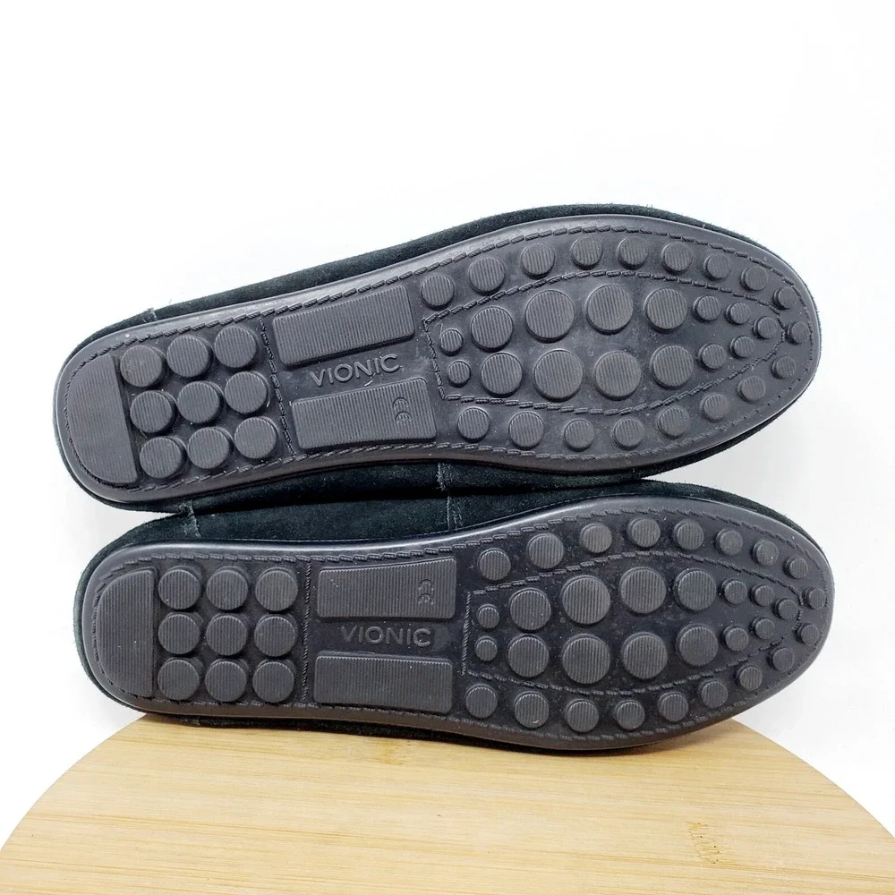 Vionic Hilo Loafer Womens 7 Flats Black Suede Leather Slip‎ On Shoes Honor